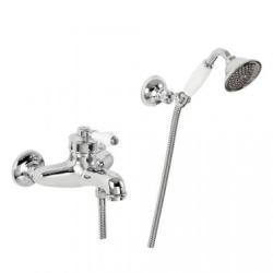 Смеситель для ванны/душа Migliore Ermitage, настенный, двухвентильный, неповоротный, длина 155 мм, керамический, латунь, цвет хром/белый