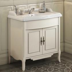 Тумба с раковиной Comforty Версаль 90, 90х86х58 см, напольная, 2 распашные дверцы, ЛДСП/МДФ, прямоугольная, цвет- слоновая кость/раковина COMFORTY JS90, прямоугольная, цвет белый, встраиваемая
