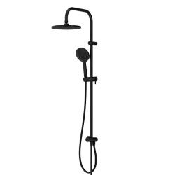 Душевой гарнитур Damixa Jupiter высота 1010 мм, цвет черный, без смесителя, комплект: тропический душ (с верхней лейкой)/стойка/лейка/шланг, настенная, нержавеющая сталь/ABS-пластик/ПВХ