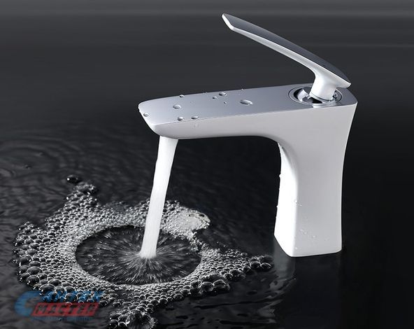 Смеситель для раковины Timo Helmi однорычажный, излив короткий, керамический, латунь, цвет хром/белый, без донного клапана