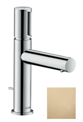 Смеситель для раковины/умывальника Axor Uno Select 110, однорычажный, фиксированный излив, длина излива 12,3 см, керамический, латунь, цвет шлифованная бронза, со сливным гарнитуром