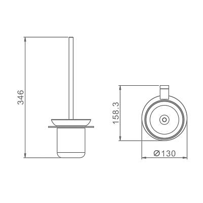 Ершик для унитаза Raglo R300.10 настенный, материал нержавеющая сталь/стекло, округлый, для туалета/унитаза, ванную комнату/туалет, цвет хром