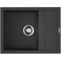 Мойка кухонная Omoikiri Sumi 65-BL, 50х65 см, врезная, из искусственного гранита (Tetogranit), прямоугольная, цвет черный, без отверстия под смеситель, с крылом, оборачиваемая, слив-перелив, врезная в столещницу, для кухни