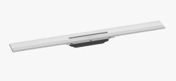 Решетка Hansgrohe RainDrain Flex 80, для пристенного монтажа, для душевого трапа, укорачиваемая, 80х7,6 см, цвет матовый белый, для душа в пол, нержавеющая сталь, прямоугольная