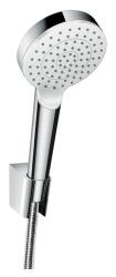 Душевой гарнитур Hansgrohe Crometta 1jet Porter, длина 125 см, комплект: ручной душ/шланг для душа/держатель для душа, пластиковый, цвет хром/белый, наружного монтажа, настенный, для душа/ванной