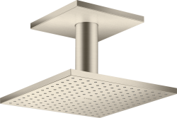 Верхний душ AXOR ShowerSolutions 250/250 1jet, с потолочным подсоединением, потолочный монтаж, квадратный, с 1 режимом, размер 25х25 см, металлический, цвет: шлифованный никель, для душа/ванной
