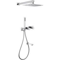 Душевая система ABBER Rund, встраиваемая, цвет хром, комплект: вентильный смеситель/излив/тропический душ (с верхней лейкой)/лейка/шланг, внутренний (скрытый) монтаж