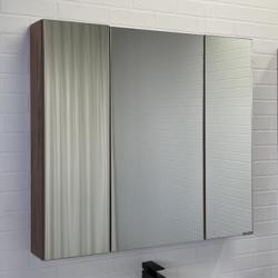 Зеркальный шкаф Comforty Соло 90, 88х80х15 см, подвесной, цвет дуб темно-коричневый, зеркало, с 3 распашными дверцами/полки, механизм плавного закрывания, прямоугольный