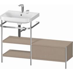 Консоль с раковиной Duravit Happy D.2 Plus c-bonded, 120х49х85 см, напольная, металл/ДСП 1 выдвижной ящик, 2 полки, правая, цвет: лен /умывальник, цвет белый, керамика, 2 отверстия под смеситель