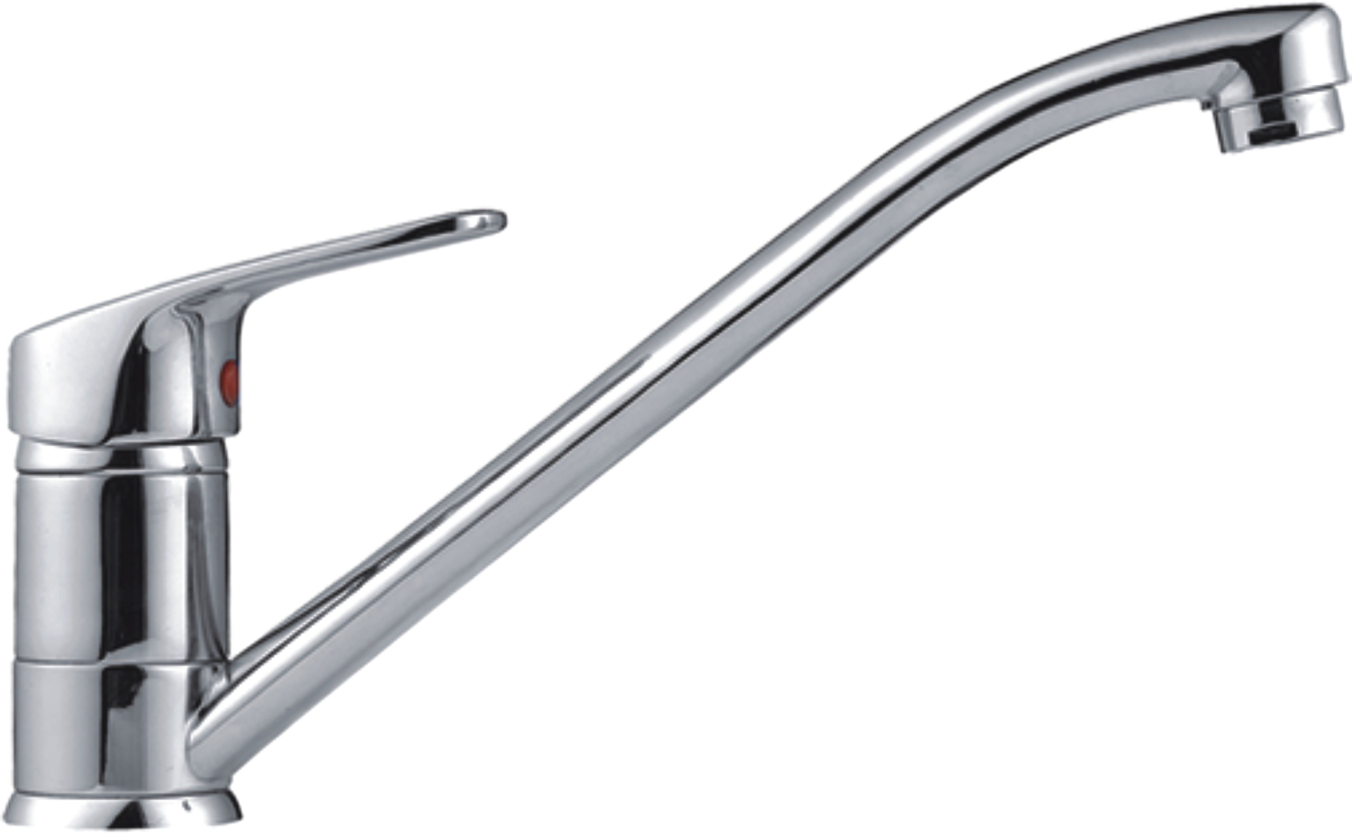 Смеситель для кухни/мойки HAIBA однозахватный, поворотный, латунный, с высоким изливом, длина 237 мм, латунь, цвет хром