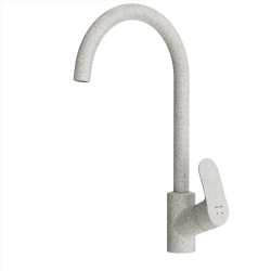 Смеситель для кухни/мойки Am.Pm Like однорычажный, поворотный, керамический, с высоким изливом, длина 203 мм, латунь, цвет элегантный белый