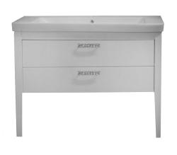 Тумба с раковиной Azario VERONA 105, 100,5х46х85 см, напольная, 2 выдвижных ящика, МДФ/ЛДСП, прямоугольная, цвет-белый/серебро /раковина Luxury 105, прямоугольная, цвет белый