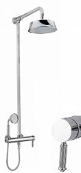 Душевая система Cezares Olimp, высота 1032 мм, цвет хром, комплект: однорычажный смеситель/тропический душ (с верхней лейкой)/стойка/лейка/шланг, наружного монтажа