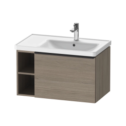 Тумба под раковину Duravit D-Neo, 78,4х45,2х44 см, подвесная, 1 выдвижной ящик, 1 боковая открытая полка слева, ДСП, цвет: дуб терра, шкафчик навесной, прямоугольная, левая, в ванную комнату