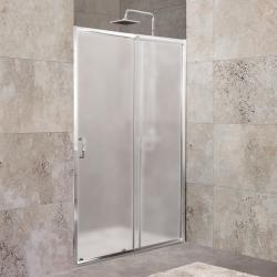Душевая дверь BelBagno Unique, 135х190 см, матовое стекло/профиль хром, в нишу, универсальная установка, закаленное стекло, раздвижная