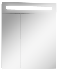 Зеркальный шкаф Домино Аврора 60, 622х148х720 мм, с LED/ЛЕД-подсветкой, подвесной, цвет белый, зеркало, 2 распашные дверцы, прямоугольный