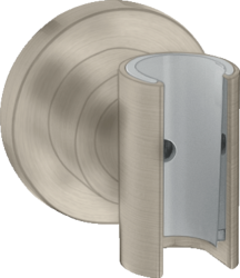 Держатель для душевой лейки Axor Citterio, настенный, металлический, фиксированный, круглый, для душа/ванной/душевой кабины, цвет шлифованный никель, на стенку