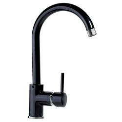 Смеситель для кухни ALVEUS GENESIS ESTERA CHR однорычажный, поворотный, керамический, с высоким изливом, высота излива 21,8 см, латунь, покрытие хром, цвет черный, на мойку