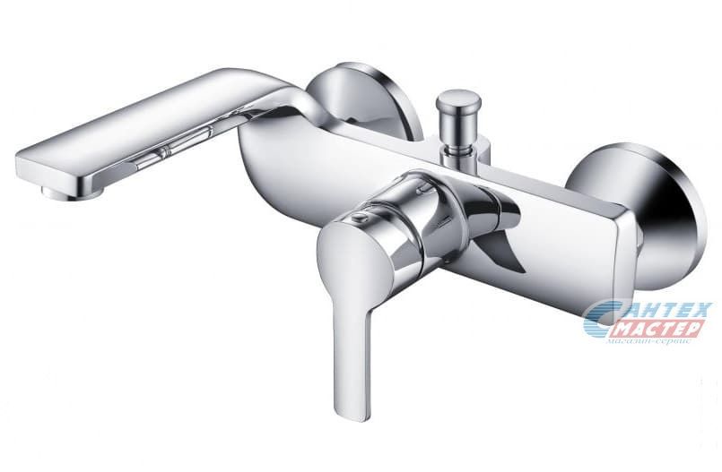 Смеситель для ванны/душа Zeegres Z.Monza однорычажный, керамический, настенный, излив фиксированный 186 мм, латунь, цвет хром, короткий, универсальный, горизонтальный, рычажный, кран, комплект, сантехника, размер, характеристики, высота, расстояние