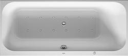 Ванна Duravit Happy D.2 170х75 см гидромассажная, встраиваемая, акриловая, цвет: белый, с ножками/сливом-переливом, без фронтальной панели, прямоугольная, с системой гидромассажа Combi-System L, c наклоном для спины справа, правая
