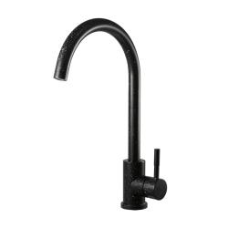 Смеситель для кухни/мойки Esko K45 Black однорычажный, поворотный, керамический, излива R-образный 241 мм, высота 253 мм, нержавеющая сталь, цвет черный 