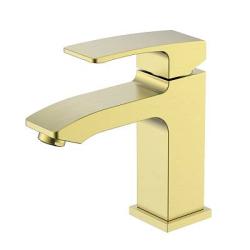 Смеситель для раковины/умывальника Raglo R01.10 однорычажный, неповоротный, фиксированный, излив длина 136 мм высота 105 мм латунь, цвет сатин золотой