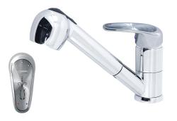 Смеситель для кухни/мойки Варион КАRАТ Серебро, однорычажный, поворотный, керамический, с выдвижной лейкой, длина излива 210 мм, латунь, цвет хром