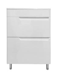 Тумба с раковиной Эстет Kare Luxe 60, 598х860х446 мм, напольная, 2 выдвижных ящика, ЛДСП/МДФ, прямоугольная, цвет: белый/раковина Kare, прямоугольная, цвет белый