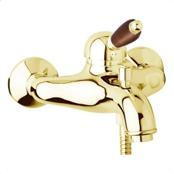 Смеситель для ванны/душа Cezares Elite, настенный, однорычажный, неповоротный, длина 168 мм, керамический, латунь, цвет золото 24 карат
