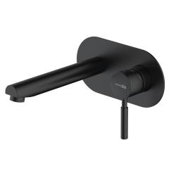 Смеситель для раковины/умывальника WasserKRAFT Gollach, встраиваемый, однорычажный, неповоротный, керамический, длина излива 191 мм, латунь, цвет черный матовый