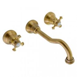 Смеситель для раковины Migliore Prestige, скрытого монтажа, двухвентильный, неповоротный, длина излива 210 мм, керамический, латунь, цвет бронза