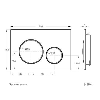 Кнопка смыва Knotlor Sphere Premium, цвет матовый черный, размер 240 х 162 х 7 мм, клавиша управления для сливного бачка, инсталляции, два режима слива, механическая, панель