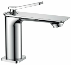 Смеситель для раковины Cezares City, однорычажный, низкий, длина излива 120 мм, неповоротный, керамический, латунь, цвет хром, без донного клапана