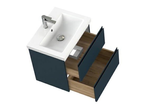 Тумба под раковину Cersanit MODUO 60 для MODUO 60, подвесная, цвет темно-серый, 2 выдвижных ящика, прямоугольная