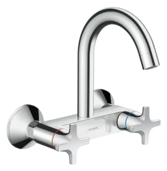 Смеситель для кухни/мойки Hansgrohe Logis M32, 1jet, двухвентильный, настенный/наружнего монтажа, керамический, с высоким, поворотным изливом, длина 14,4 см, латунь, цвет хром, кухонный