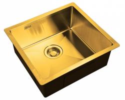 Мойка кухонная ZorG Light Bronze, 48х44х20 см, нержавеющая сталь, прямоугольная, цвет: бронза, без отверстия под смеситель, без крыла, слив-перелив, врезная
