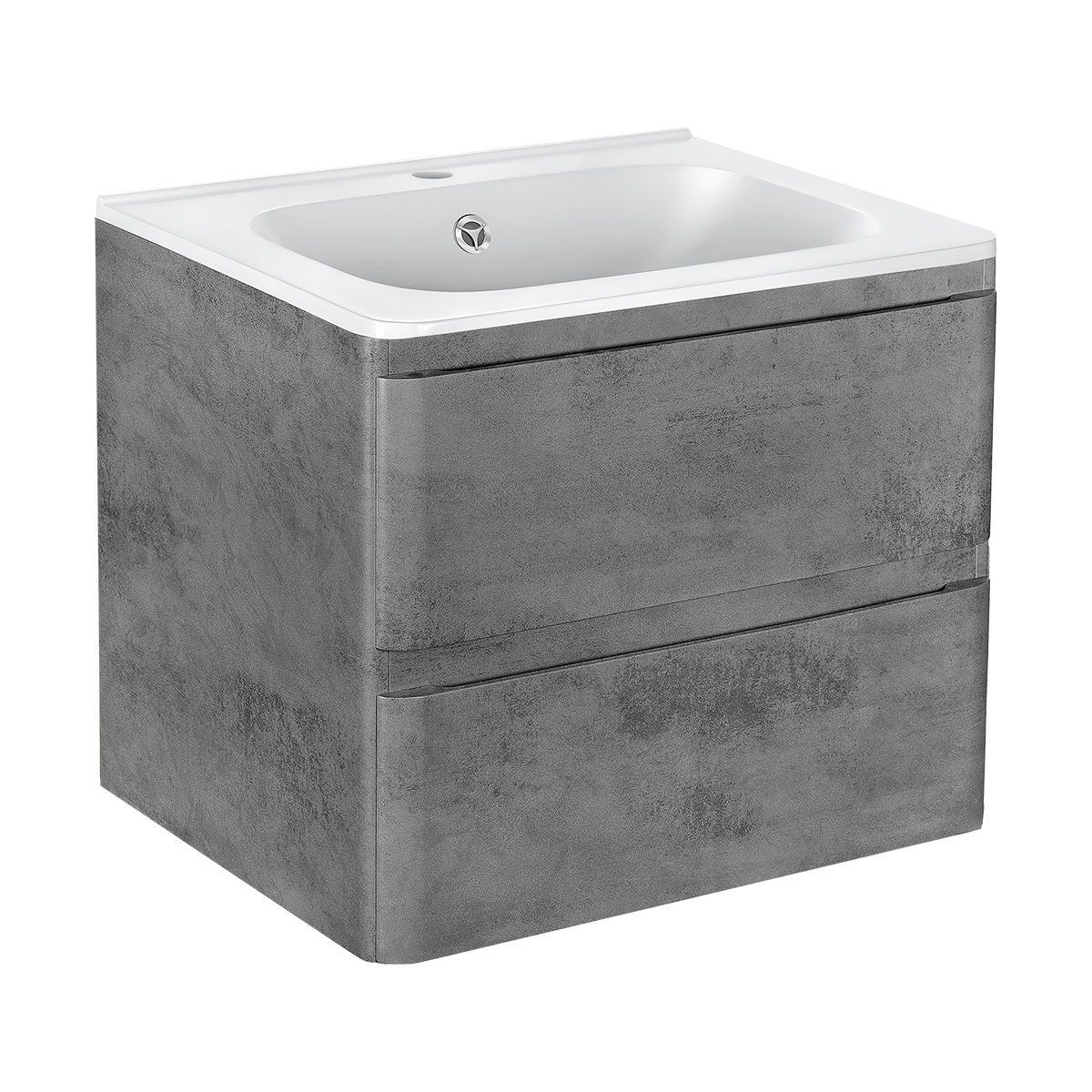 Тумба/база под раковину Vincea Vico 600 Beton, 58,9х46,6х50 см, навесная, цвет бетон, 2 выдвижных/выкатных ящика, ЛДСП, шкаф/шкафчик подвесной, прямоугольная, правая/левая
