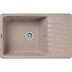Мойка GranFest QUARZ 72, 75,2х47,5 см, врезная, кварц, прямоугольная, цвет песочный, без отверстия под смеситель, слив-перелив, с крылом, оборачиваемая, для кухни