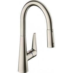 Смеситель для кухни/мойки Hansgrohe Talis M51, 200 Eco 2jet, однорычажный, керамический, с поворотным/вытяжным изливом, длина 21,3 см, латунь, цвет под сталь