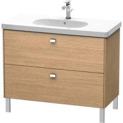 Тумба под раковину Duravit Brioso, 102х46,9х69,3 см, напольная, цвет: дуб европейский/хром, 2 выдвижных ящика, ДСП, прямоугольная, левая/правая, для раковины D-Code, в ванную комнату
