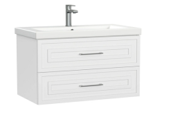 Тумба под раковину Cersanit CLASSIC 80 для COMO 80, подвесная, цвет белый матовый, 2 выдвижных ящика, прямоугольная