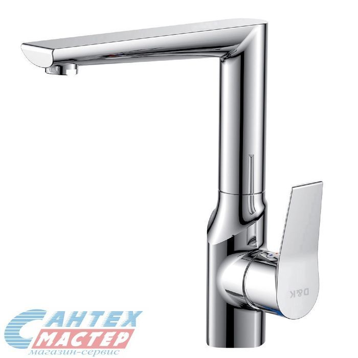 Смеситель для кухни/мойки D&K Mosel Rhein однорычажный, керамический, с высоким изливом, длина 179 мм, поворотный, латунь, цвет хром, ёлочка,  кухонный, хромированный, вертикальный, кран, комплект, сантехника, водопроводные, размер, характеристики