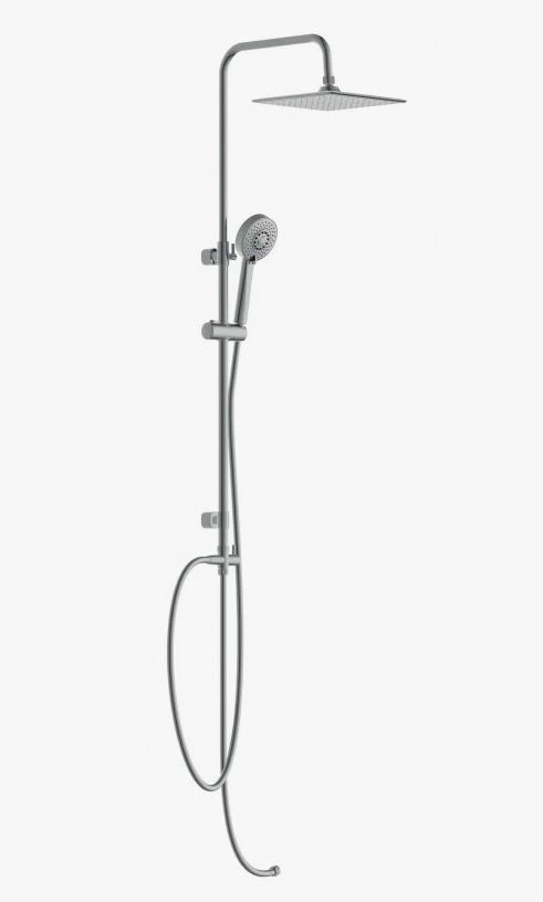 Душевой гарнитур Cersanit NENO, высота 123 см, цвет хром, комплект: тропический душ (с верхней лейкой)/стойка/лейка/шланг PVC