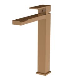 Смеситель для раковины/умывальника Knotlor Stable, высокий, однорычажный, неповоротный, керамический, длина излива 175 мм, латунь, цвет бронза матовая