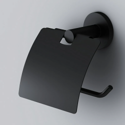 Держатель для туалетной бумаги AM.PM X-Joy, с крышкой, черный матовый, настенный, металл, форма прямоугольная, для туалета/ванной, бумагодержатель