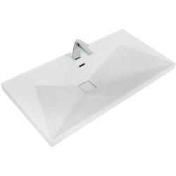Раковина Cezares Molveno 90, 90х50х24 см, полувстраиваемая, прямоугольная, цвет белый, керамическая/фаянсовая, с отверстием под смеситель, слив-перелив, умывальник