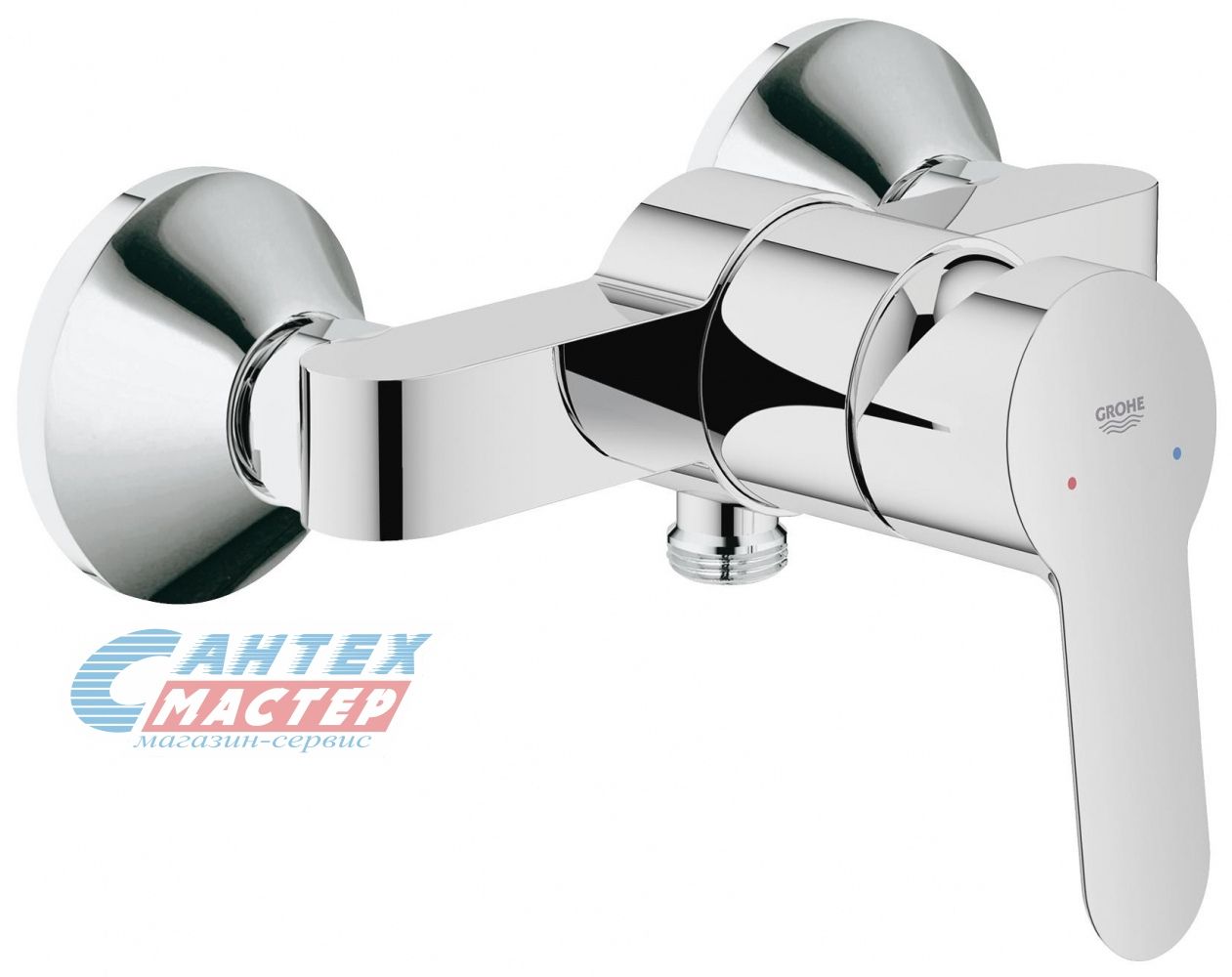 Смеситель для душа Grohe BauEdge однорычажный, керамический, настенный, без излива/шланга/лейки, латунь хром