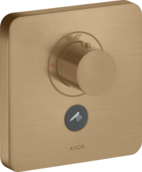 Смеситель для душа Axor ShowerSelect HighFlow softsquare, термостатический, скрытого монтажа, 1 потребитель, настенный, без излива/шланга/лейки, квадратный, латунный, цвет шлифованная бронза, с клапаном для ручного душа, с термостатом