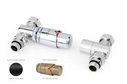 Автоматический терморегулятор Сунержа прямой G 1/2" НР х G 3/4" набор, цвет тёмный титан муар, состаренная бронза