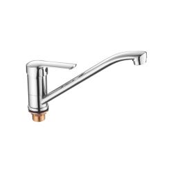 Смеситель для кухни/мойки Accoona, однорычажный, поворотный, керамический, длина излива 262 мм, цинк, цвет хром